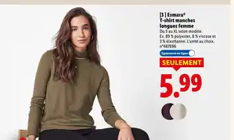 Lidl ESMARA T-shirt manches longues femme offre
