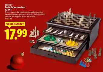 Lidl LUPILU Boîte de jeux en bois 10 en 1 offre