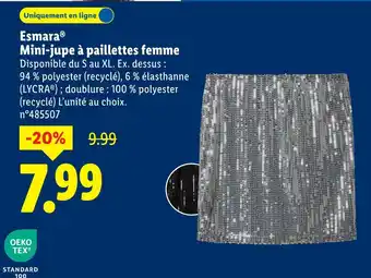 Lidl ESMARA Mini-jupe à paillettes femme offre