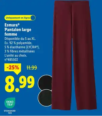 Lidl ESMARA Pantalon large femme offre