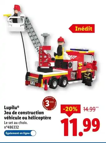 Lidl LUPILU Jeu de construction véhicule ou hélicoptère offre
