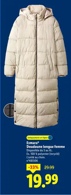 Lidl ESMARA Doudoune longue femme offre