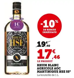 U Express HSE Rhum Blanc Agricole AOC Martinique HSE 55° offre