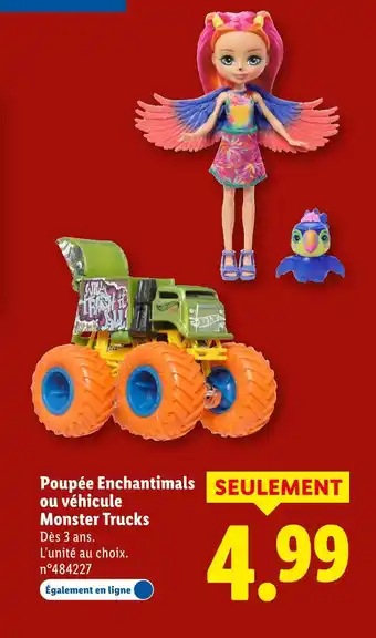 Lidl Poupée enchantimals ou véhicule monster trucks offre
