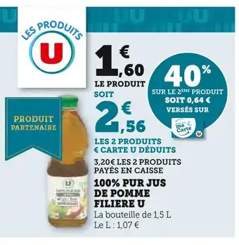 U Express Filière U 100% pur jus de pomme offre
