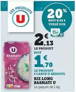 Hyper U U - riz long basmati offre