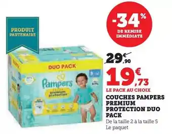 Super U Pampers - couches premium protection duo pack offre