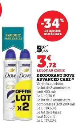 Hyper U Dove - deodorant advanced care offre