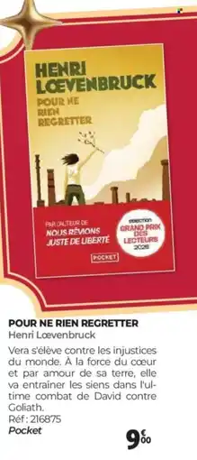 Auchan HENRI LOEVENBRUCK Pour ne rien regretter offre