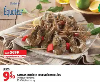 Auchan Gambas entières crues décongelées offre