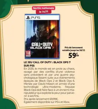 Auchan Le jeu call of duty: black ops 7 sur ps5 offre