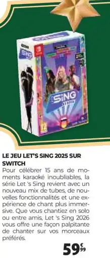 Auchan Le jeu let's sing 2025 sur switch offre
