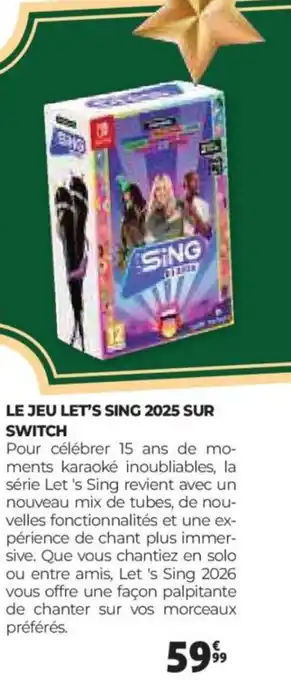 Auchan Le jeu let's sing 2025 sur switch offre