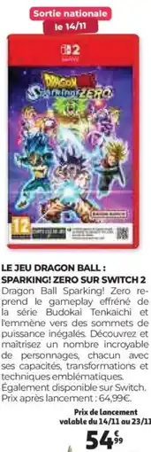 Auchan Le jeu dragon ball : sparking! zero sur switch 2 offre