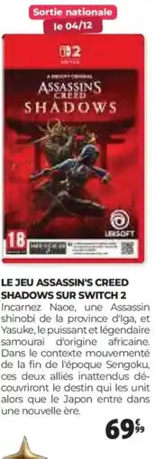 Auchan Le jeu assassin's creed shadows sur switch 2 offre