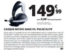 Auchan Casque-micro sans fil pulse elite offre