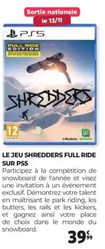 Auchan PS5 Le jeu shredders full ride sur offre