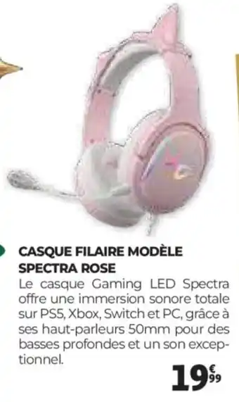 Auchan Casque filaire modèle spectra rose offre