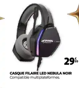 Auchan Casque filaire led nebula noir offre