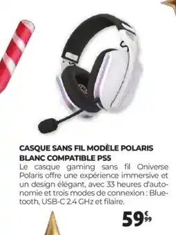 Auchan Casque sans fil modèle polaris blanc compatible ps5 offre
