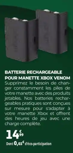 Auchan Batterie rechargeable pour manette xbox venom offre