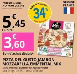 E.Leclerc Prime - pizza del gusto jambon mozzarella emmental mix offre