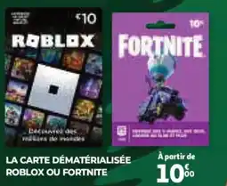 Auchan La carte dématérialisée roblox ou fortnite offre