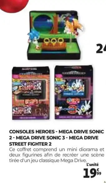 Auchan Consoles heroes - mega drive sonic 2- mega drive sonic 3 - mega drive street fighter 2 offre