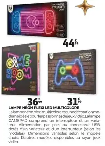 Auchan Lampe néon plexi led multicolore offre