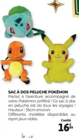 Auchan Sac à dos peluche pokémon offre