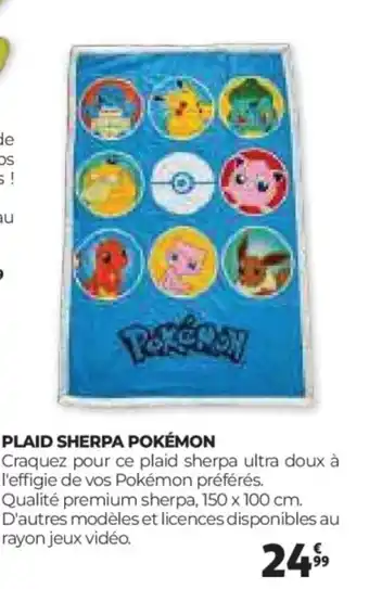 Auchan POKÉMON Plaid sherpa offre