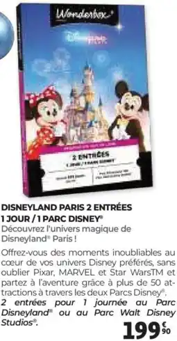 Auchan WONDERBOX Disneyland paris 2 entrées 1 jour/1 parc disney offre