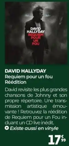 Auchan David hallyday requiem pour un fou réédition offre