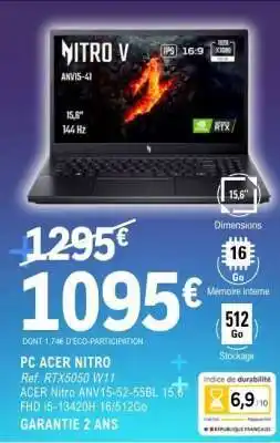 E.Leclerc PC ACER NITRO offre