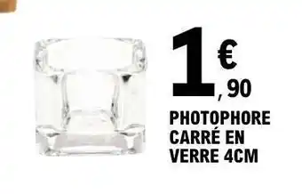 E.Leclerc Photophore carré en verre 4cm offre