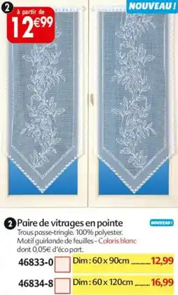 Maximo Paire de vitrages en pointe offre