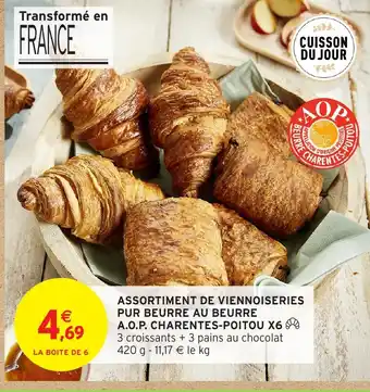 Intermarché Hyper Assortiment de viennoiseries pur beurre au beurre a.o.p. charentes-poitou x6 offre
