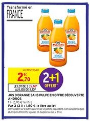 Intermarché Hyper ANDROS Jus d'orange sans pulpe en offre découverte offre