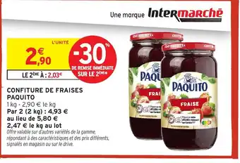 Intermarché Hyper PAQUITO Confiture de fraises offre