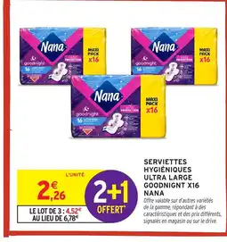 Intermarché Hyper Serviettes hygiéniques ultra large goodnignt x16 offre