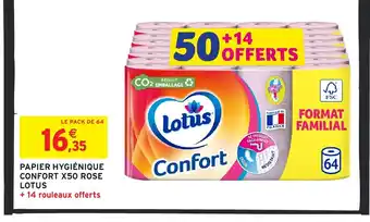 Intermarché Hyper LOTUS Papier hygiénique confort x50 rose offre