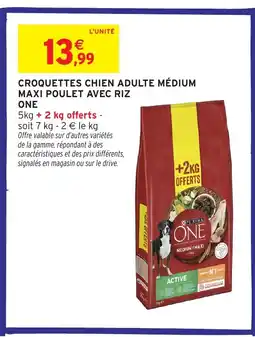 Intermarché Hyper ONE Croquettes chien adulte médium maxi poulet avec riz offre