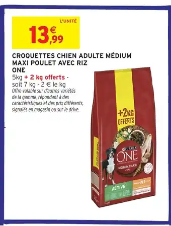 Intermarché Hyper ONE Croquettes chien adulte médium maxi poulet avec riz offre