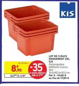 Intermarché Hyper KIS Lot de 3 bacs rangement offre