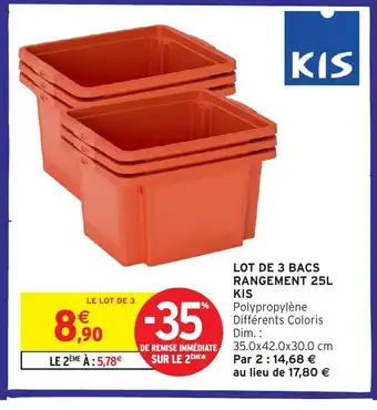 Intermarché Hyper KIS Lot de 3 bacs rangement offre
