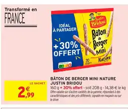 Intermarché Hyper JUSTIN BRIDOU Bâton de berger mini nature offre