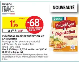 Intermarché Hyper ENTREMONT Emmental râpé dégustation x2 offre