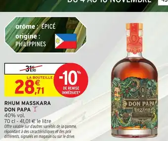 Intermarché Hyper DON PAPA Rhum masskara offre