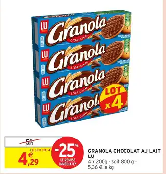 Intermarché Hyper LU Granola chocolat au lait offre