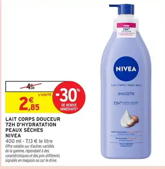 Intermarché Hyper NIVEA Lait corps douceur 72h d'hydratation peaux sèches offre